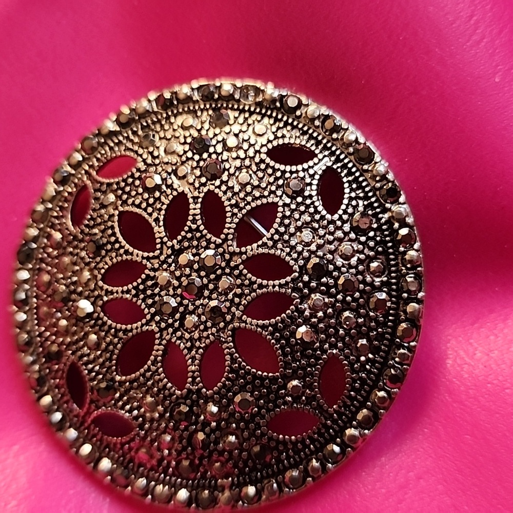 Vintage Silvertone Marcasite Brooch